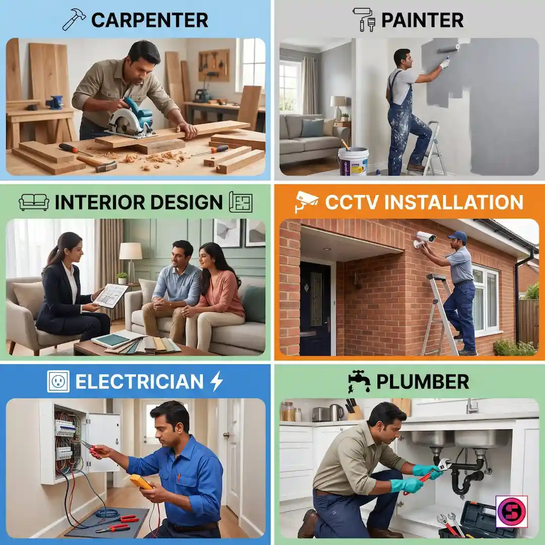 Home services like carpenters, painters, interior designers